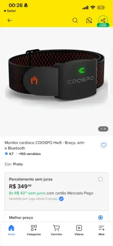 Monitor de frequência cardíaca Coospo HW9