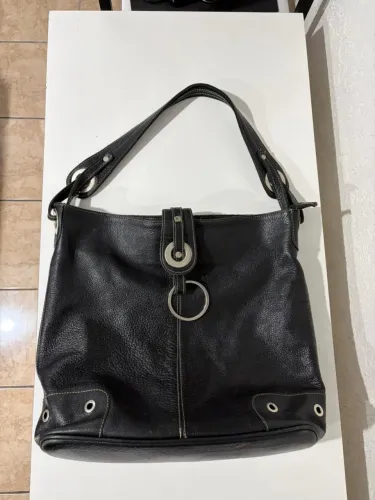 Bolsa de couro preta vintage 
