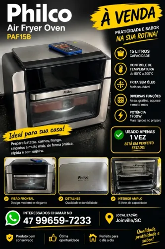 Air Fryer Oven Philco PAF15B 15 Litros - Usada 1 Vez, Perfeito Estado