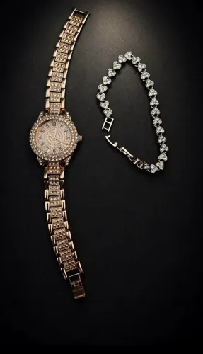 kit relógio e pulseira feminino de quartzo