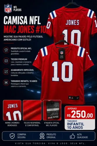 Camisa NFL New England Tamanho infantil 10 anos