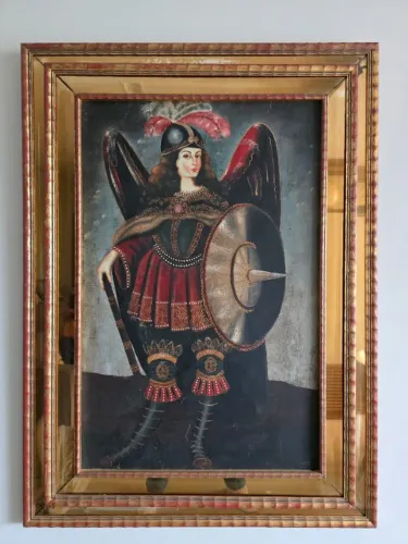 Quadro de São Miguel Arcanjo com moldura dourada 85x117cm
