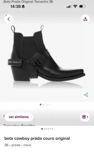 Bota cowboy prada couro original 