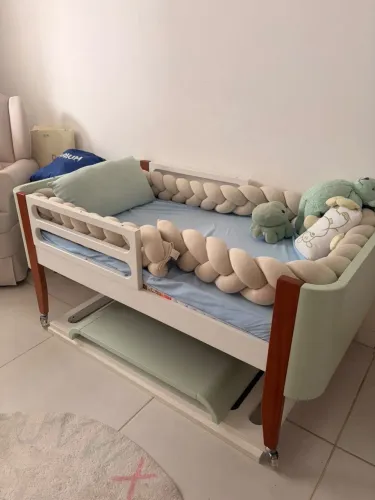 Berço 3 em 1 Branco/Verde água 