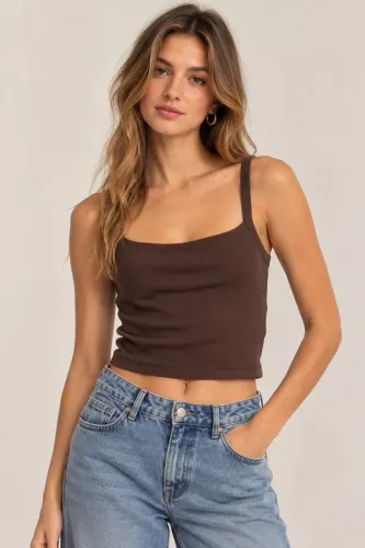 regata bluesteel cropped canelada marrom