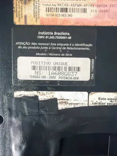 NOTEBOOK POSITIVO UNIQUE RETIRADA DE PEÇAS