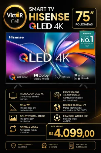 Smart TV QLed 75 Polegadas | Lacrada | Nota Fiscal 
