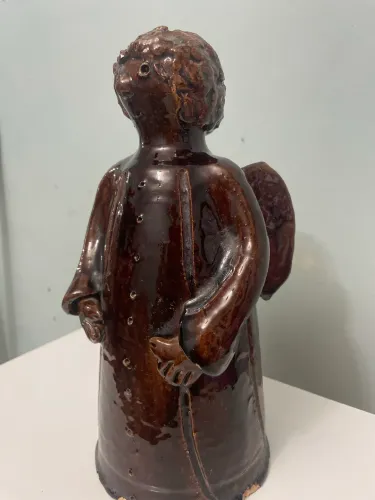 Escultura Antiga em Cerâmica Esmaltada / Arte Popular