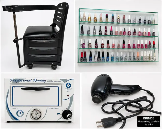 Kit Completo para Manicure - Carrinho + Estufa + Expositor + Brinde