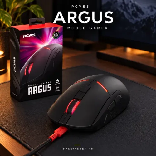 Mouse Gamer PCYES Argus RGB com Fio ? R$109,00