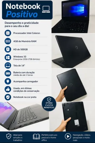 Notebook Positivo Intel | 500GB HD | 4GB RAM | Windows 10