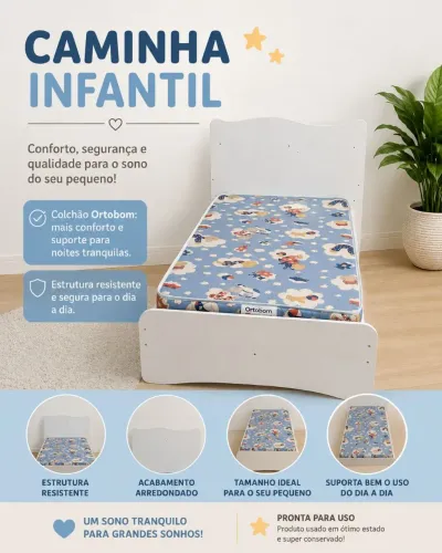 Caminha infantil branca com colchão Ortobom