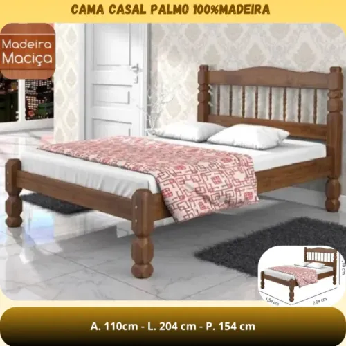 Cama de Casal em Madeira MS - Entrega e Monta na Hora