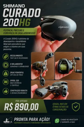Carretilha Shimano Curado 200HG - Lado Direito