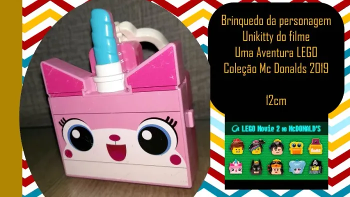 Brinquedo da personagem Unikitty do filme Uma Aventura LEGO Coleção Mc Donalds 2019