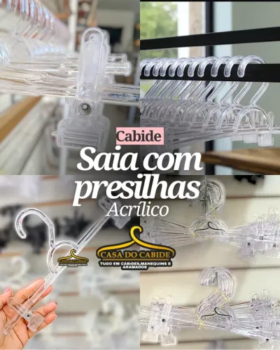 Cabide com presilha acrílico 