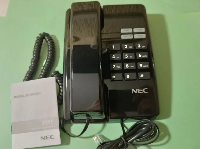 Telefone convencional NEC novo sem uso com cabo RJ