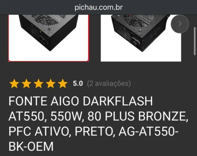 Fonte aigo 550w
