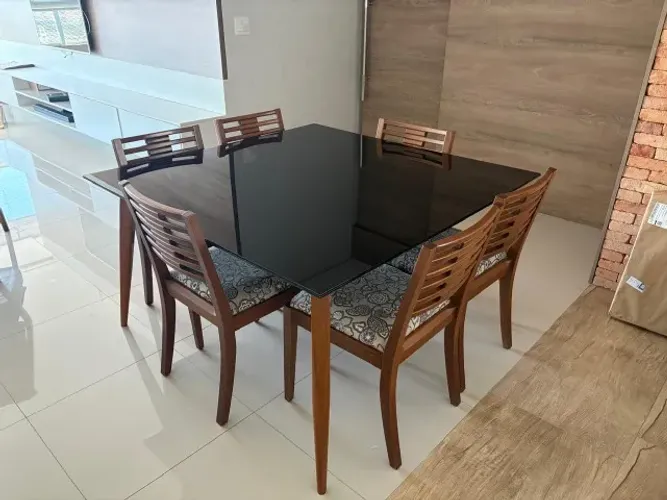 Mesa de vidro sala de jantar quadrara 1,36 cm x 1,36