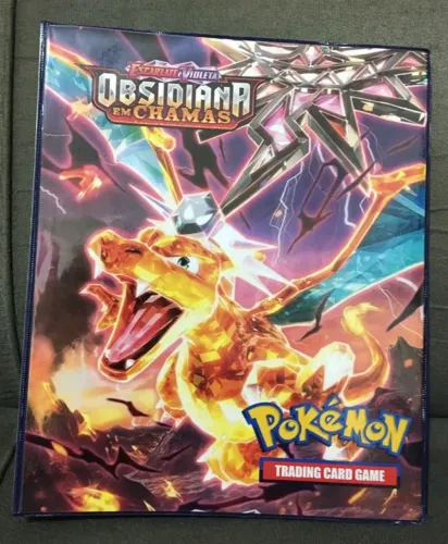 Álbum Pokémon Pasta Fichário p/ Cards + 10 folhas plasticas de 9 bolsos YES - NOVO