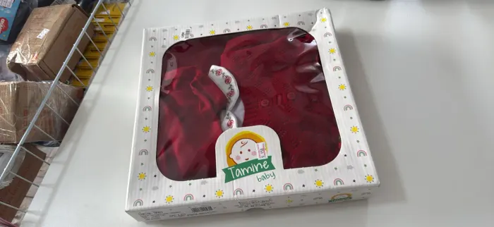 Saída maternidade tricô 4 peças vermelha P