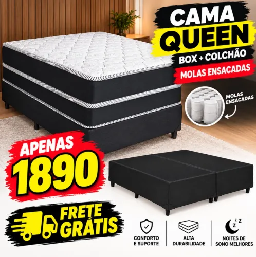 Cama Queen colchão molas ensacadas