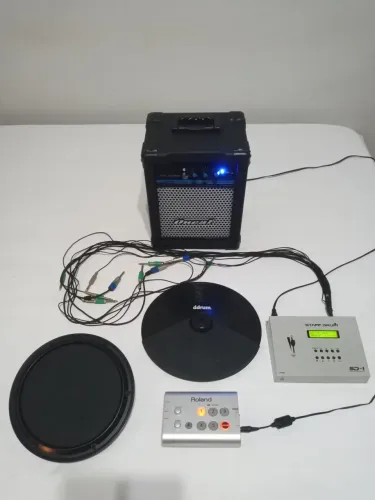 bateria eletrônica roland hd1 módulo staff drum sd1 amplificador prato d drum pad td1 