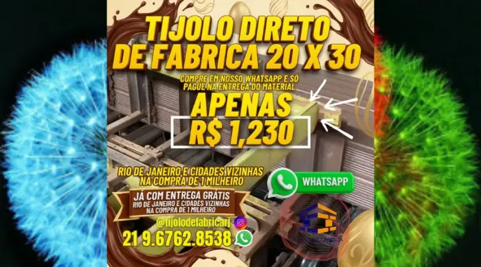tijolo 10 furos 20x30 entrega programada 