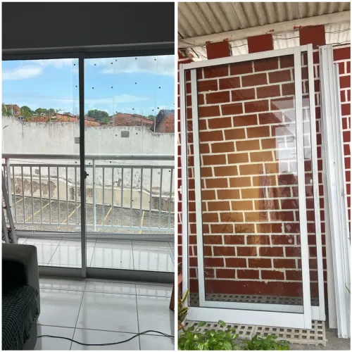 Porta de vidro temperado para sacada de apartamentos, duas folhas de  L 98 x A 2m Usada,