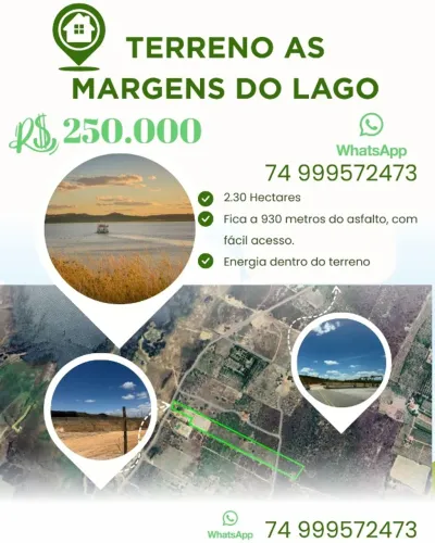 Terreno beira do lago de Sobradinho / 980 metros da barragem
