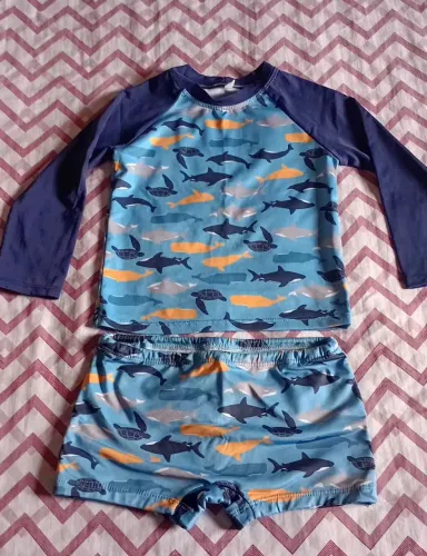 Conjunto menino piscina proteção Uv tam 2/3 anos