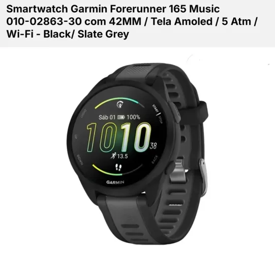 Garmin forerunner 165 Music Black 42mm