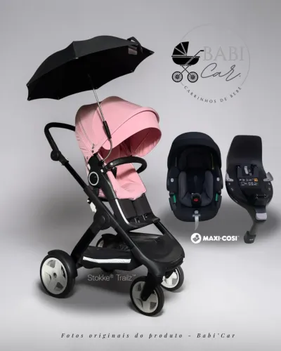 Carrinho Stokke Trailz V6 - Bebê conforto Pebble + base isofix 360