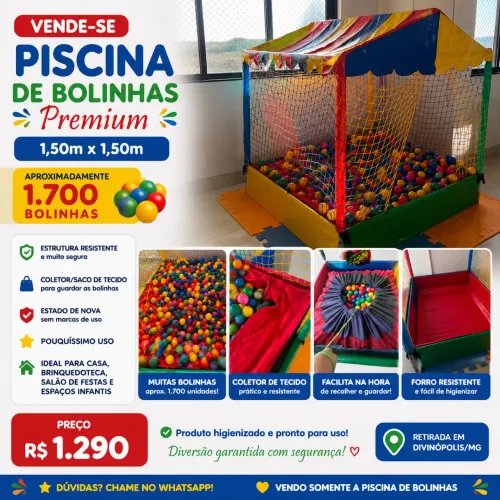 Piscina de Bolinhas Premium 1,50x1,50 + 1.700 Bolinhas