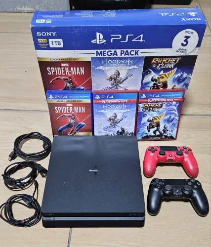 PlayStation 4 Slim 1TB + 2 Controles + Jogos