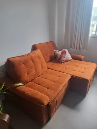 Sofa cama retratil e reclinavel 3 lugares terracota