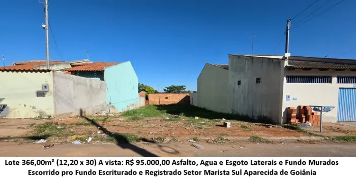 Leia a descrição: Lote 366,00m² (Asfalto e Agua) Setor Marista Sul