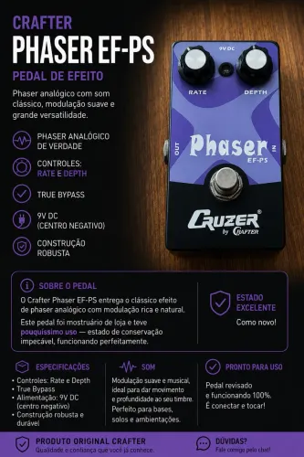 Pedal Phaser Cruzer by Crafter (Pouquíssimo uso)