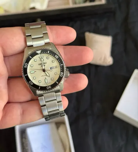 Relógio Seiko 5 Sports Reduced 38mm Automático - SRPK31B1 T1SX Bege