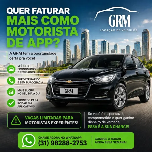 ALUGUEL DE VEICULOS PARA MOTORISTA DE APLICATIVO 