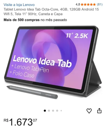 Tablet lenovo na caixa 