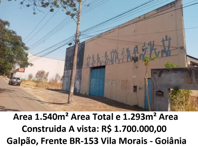 Leia a descrição: Area 1.540m² (Galpão, Frente BR-153) Vila Morais