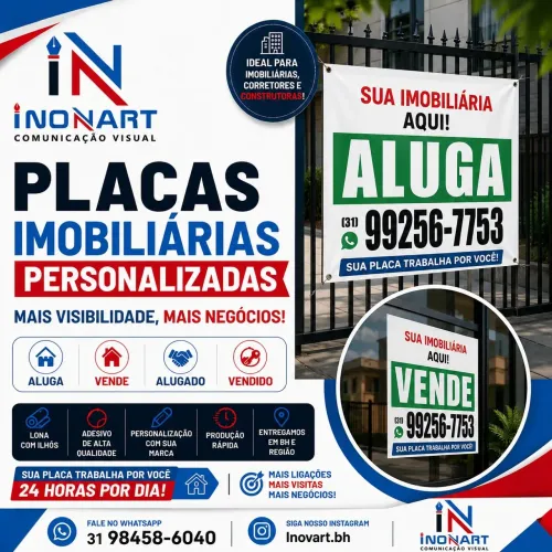 PLACAS IMOBILIÁRIAS PERSONALIZADAS<br>