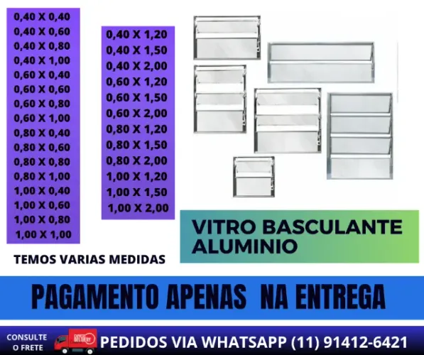 Vitro Basculantee 0,60X1,00 - cod 22 - frete a/c pagamento na entrega