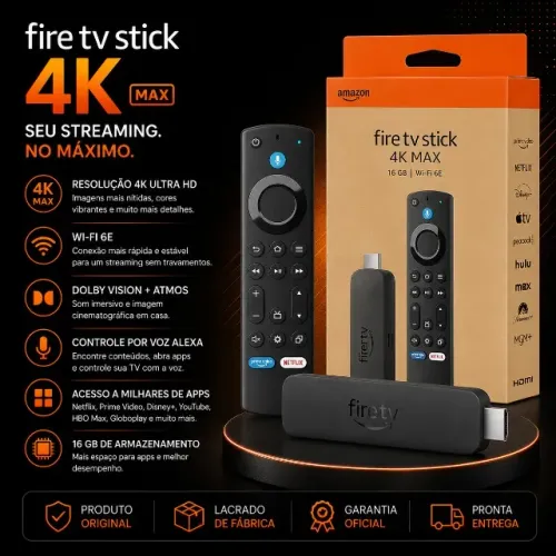 Amazon Fire TV Stick 4K Max Streaming 4K Com Controle de Voz
