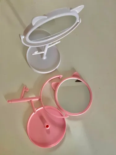 Kit 2 Espelho Gatinho Organizadora De Joias Giratório