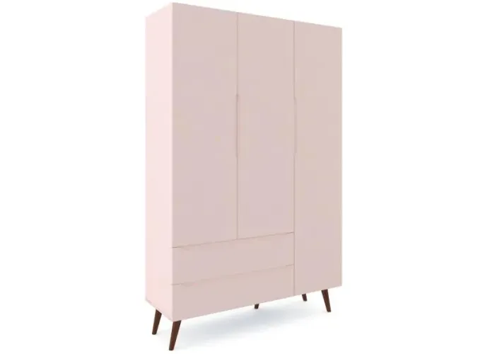Guarda Roupa Infantil 3 Portas 2 Gavetas (Rosa Bebê)