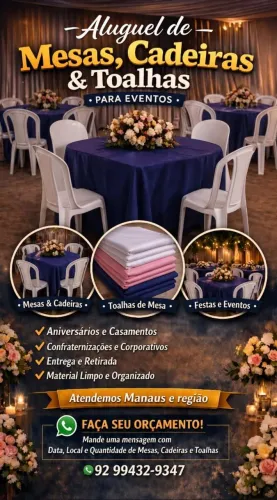 Aluguel de mesas e cadeiras 