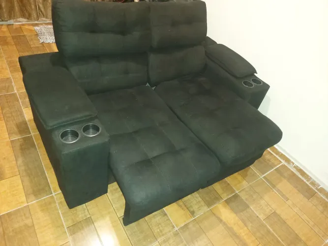 Sofá 2 Lugares Preto - Retratil e Reclinavel