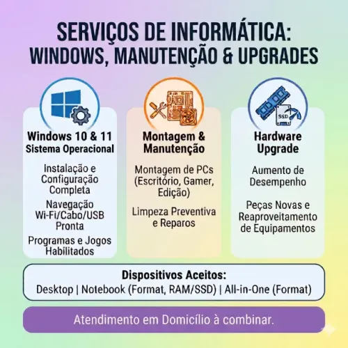Serviços em Informática (Micro computador/laptop)
